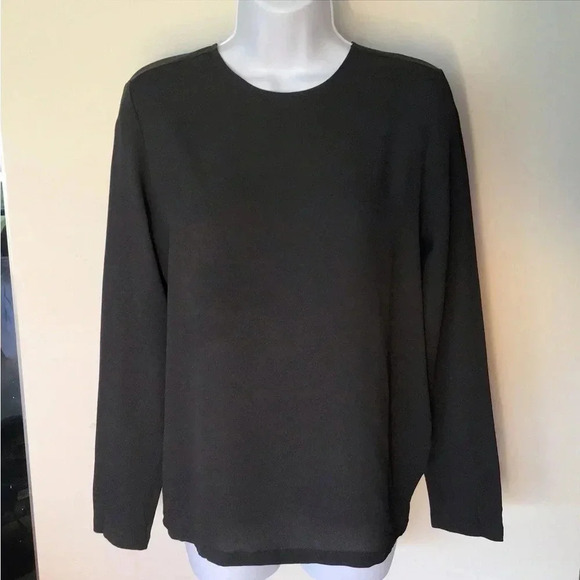 Fabiana Filippi charcoal gray stretch silk blend blouse long sleeve XXS - Picture 3 of 9